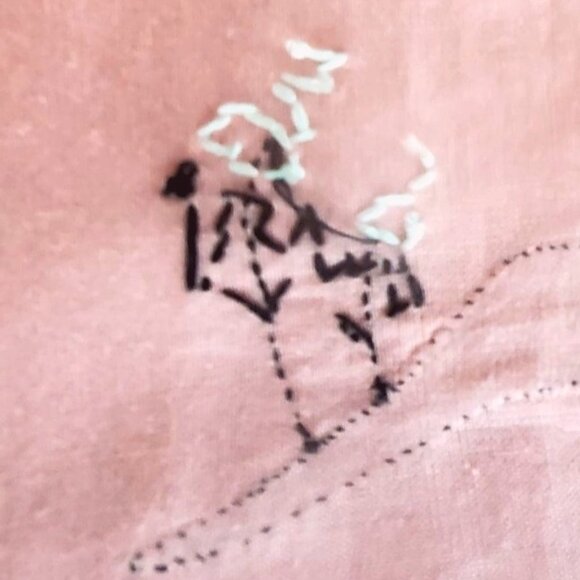 1930s Art Deco Embroidered Tablecloth & Napkins Leaping Silhouette Figures - Picture 6 of 16